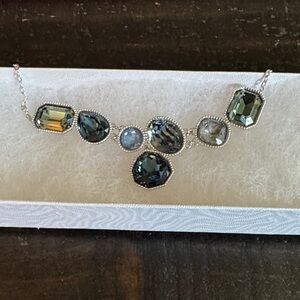 Swarovski Silver Necklace with Multicolor Gemstones